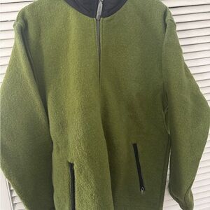 ibex Olive Green Fleece Jacket with Black Trim